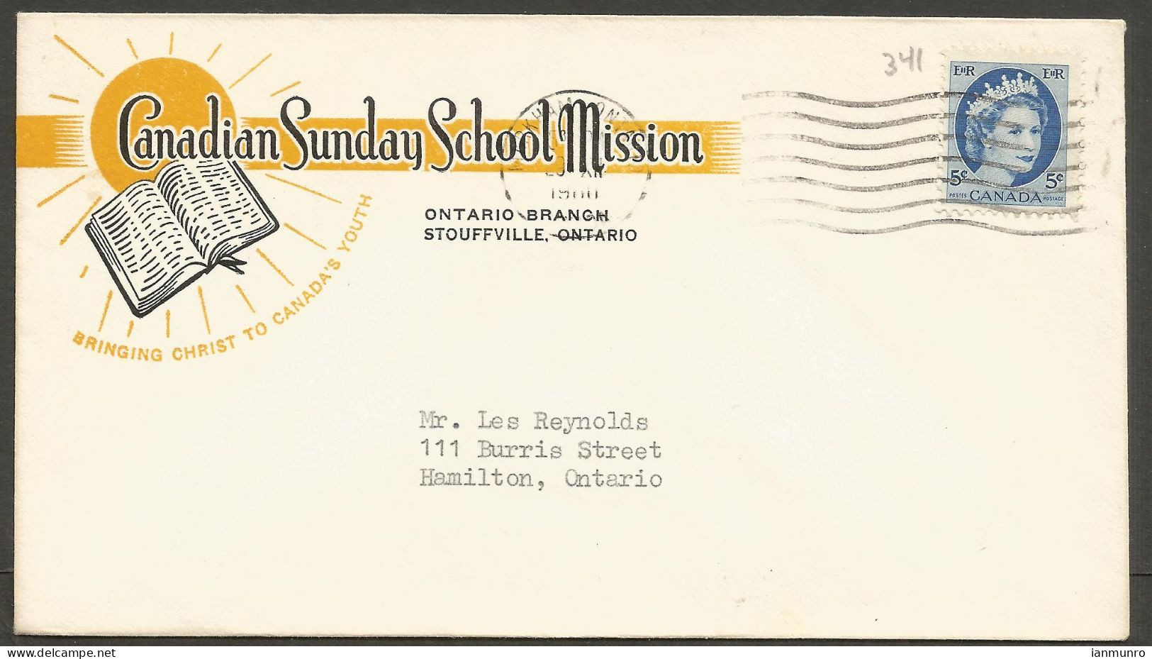 1960? Colour Corner Card Cover 5c Markham Ontario Canadian Sunday School Mission - Postgeschiedenis