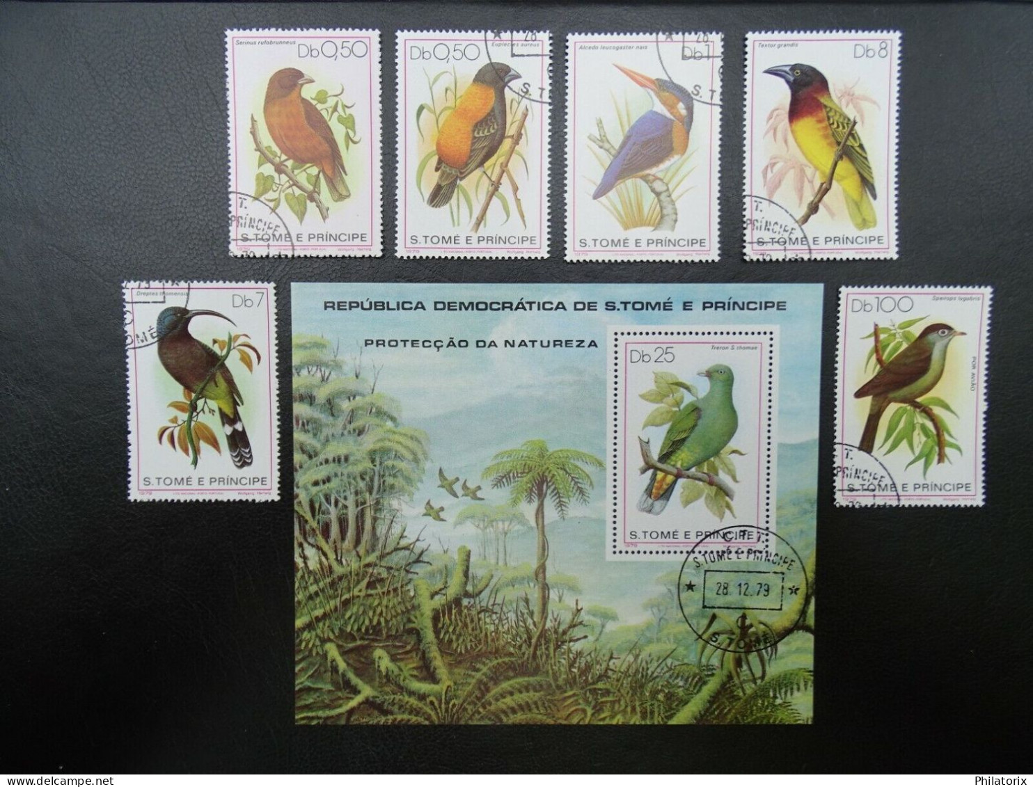 Sao Tome Und Principe Mi 604-609 + Block 39 , Vögel , Gestempelt - Sao Tome Et Principe