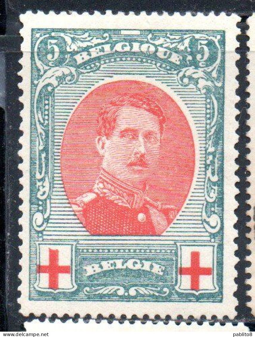 BELGIQUE BELGIE BELGIO BELGIUM 1915 KING ROI ALBERT RED CROSS CROIX ROUGE 5c MH - 1914-1915 Red Cross