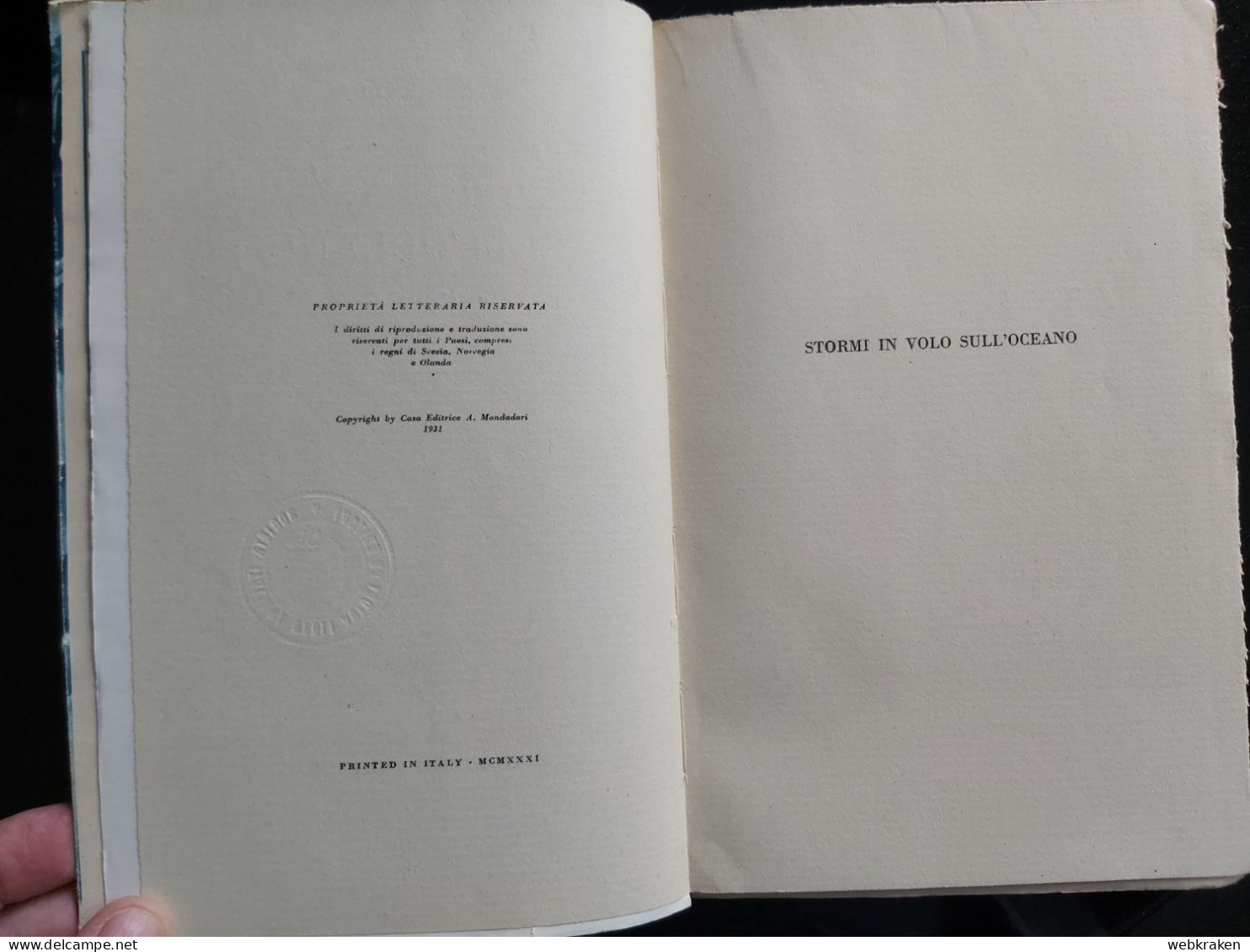 STORMI IN VOLO SULL'OCEANO ITALO BALBO ARNOLDO MONDADORI 1931 AVIAZIONE ITALIANA - Guerra 1939-45