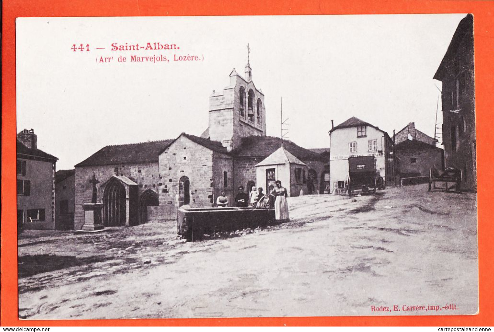 05697 / ⭐ ♥️ Rare SAINT-ALBAN 48-Lozere Arrondissement MARVEJOLS Lavoir Place Village 1910s Edit CARRERE 441 Rodez St - Saint Alban Sur Limagnole