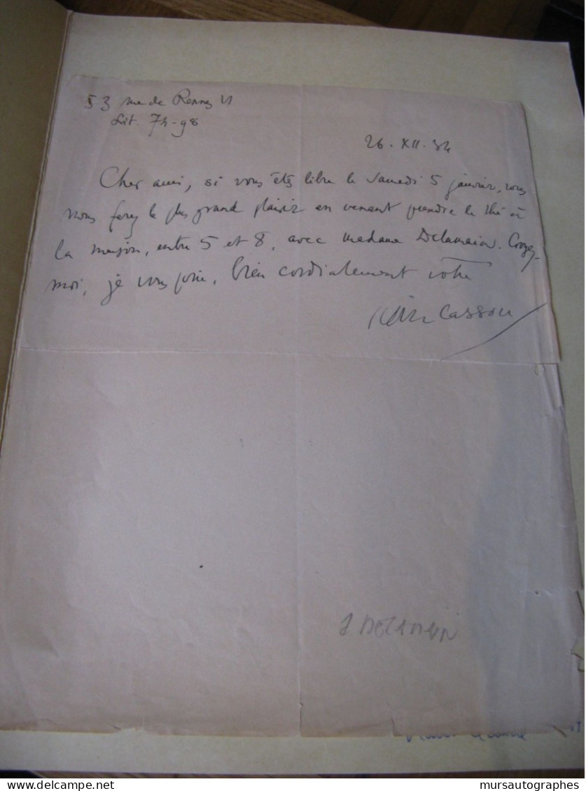 JEAN CASSOU Autographe Signé 1934 POETE CRITIQUE ART RESISTANT à DELAMAIN STOCK - Politiques & Militaires