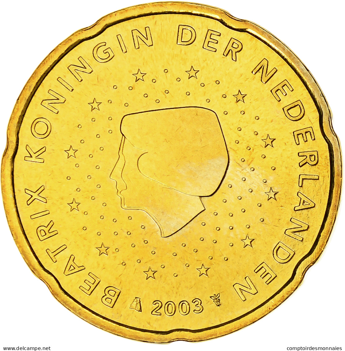 Pays-Bas, Beatrix, 20 Euro Cent, 2003, Utrecht, BU, SPL+, Or Nordique, KM:238 - Paesi Bassi