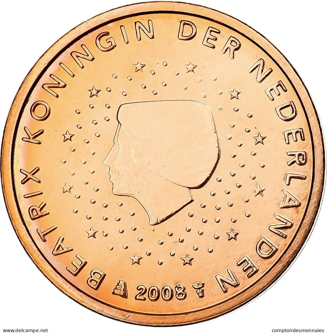 Pays-Bas, Beatrix, 2 Euro Cent, 2008, Utrecht, BU, SPL+, Cuivre Plaqué Acier - Netherlands