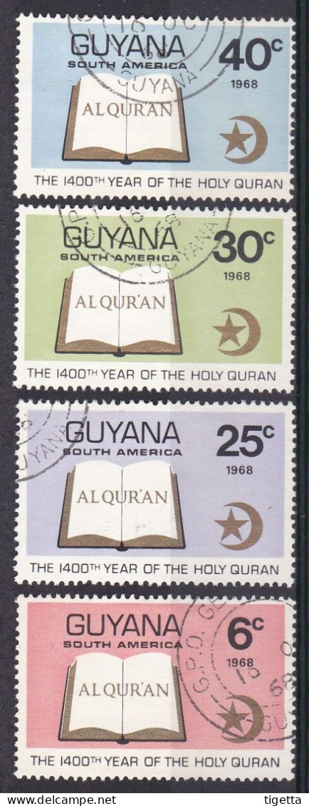 GUYANA ANNO 1968 1400° ANNIVERSARIO DEL SACRO CORANO SERIE COMPLETA USATA LINGUELLATA COME DA FOTO - Guyane (1966-...)