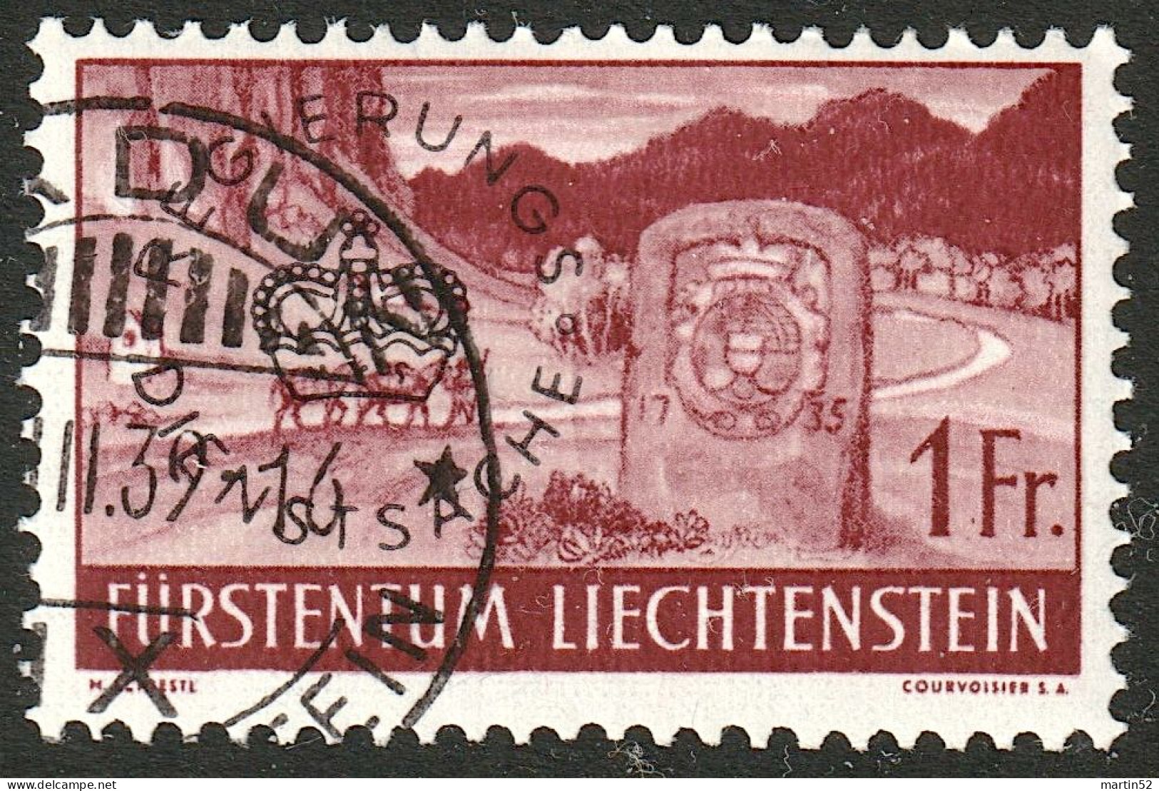 Liechtenstein 1937: REGIERUNGS°DIENSTSACHE (1 Fr) Zu 27 Mi D26 Mit Stempel VADUZ ?.III.39 (Zumstein CHF 15.00) - Dienstzegels