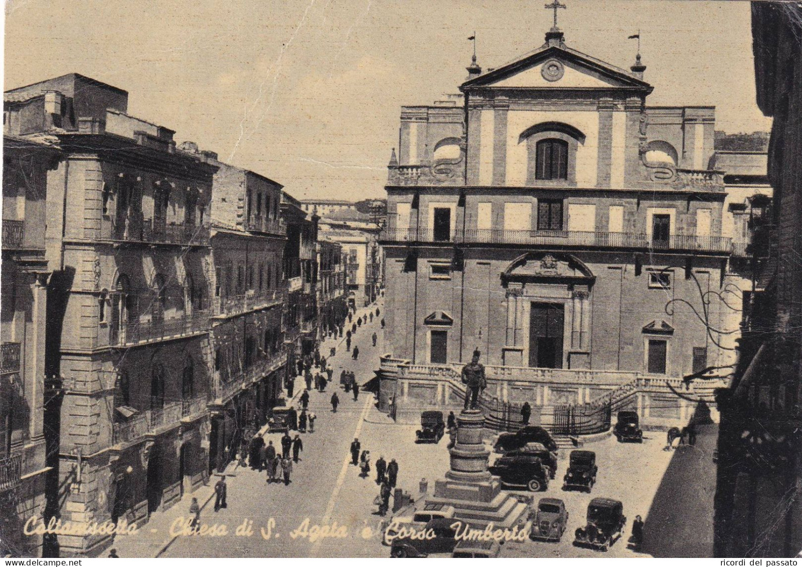 Cartolina Caltanissetta - Chiesa Di S.agata E Corso Umberto - Caltanissetta