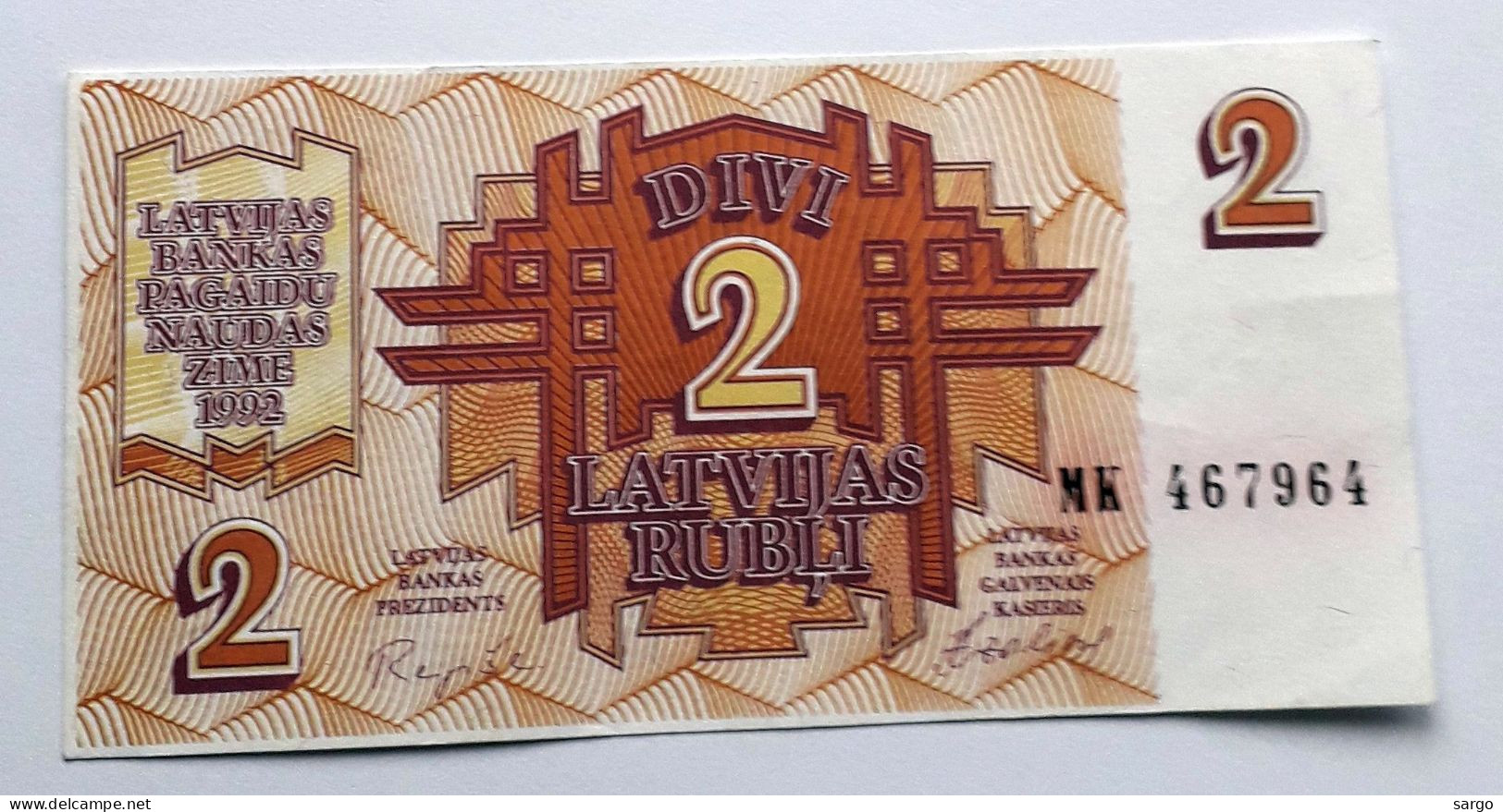 LATVIA -  2 RUBLIS  - P 36  (1992) - UNC - BANKNOTES - PAPER MONEY - CARTAMONETA - - Lettonie