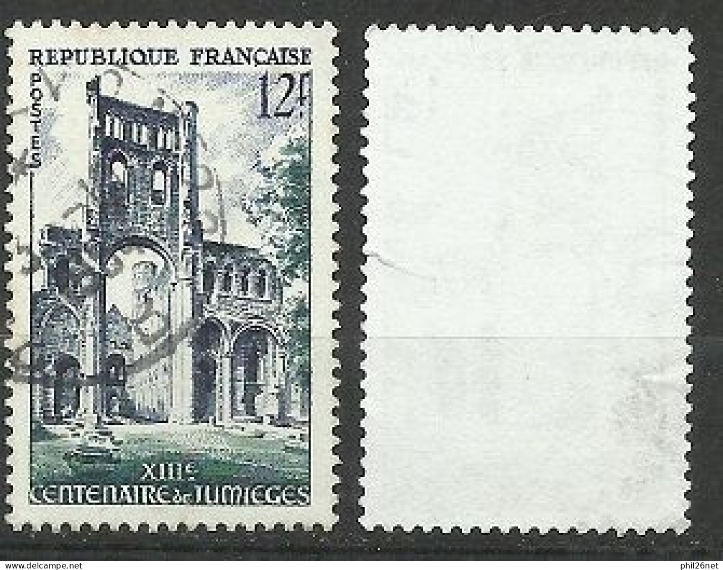France  N°985 Abbaye Jumièges Noir Et Vert Clair  Oblitéré B/TB  Le Timbre Type Sur Les Scans Pour Comparer Soldé ! ! ! - Used Stamps