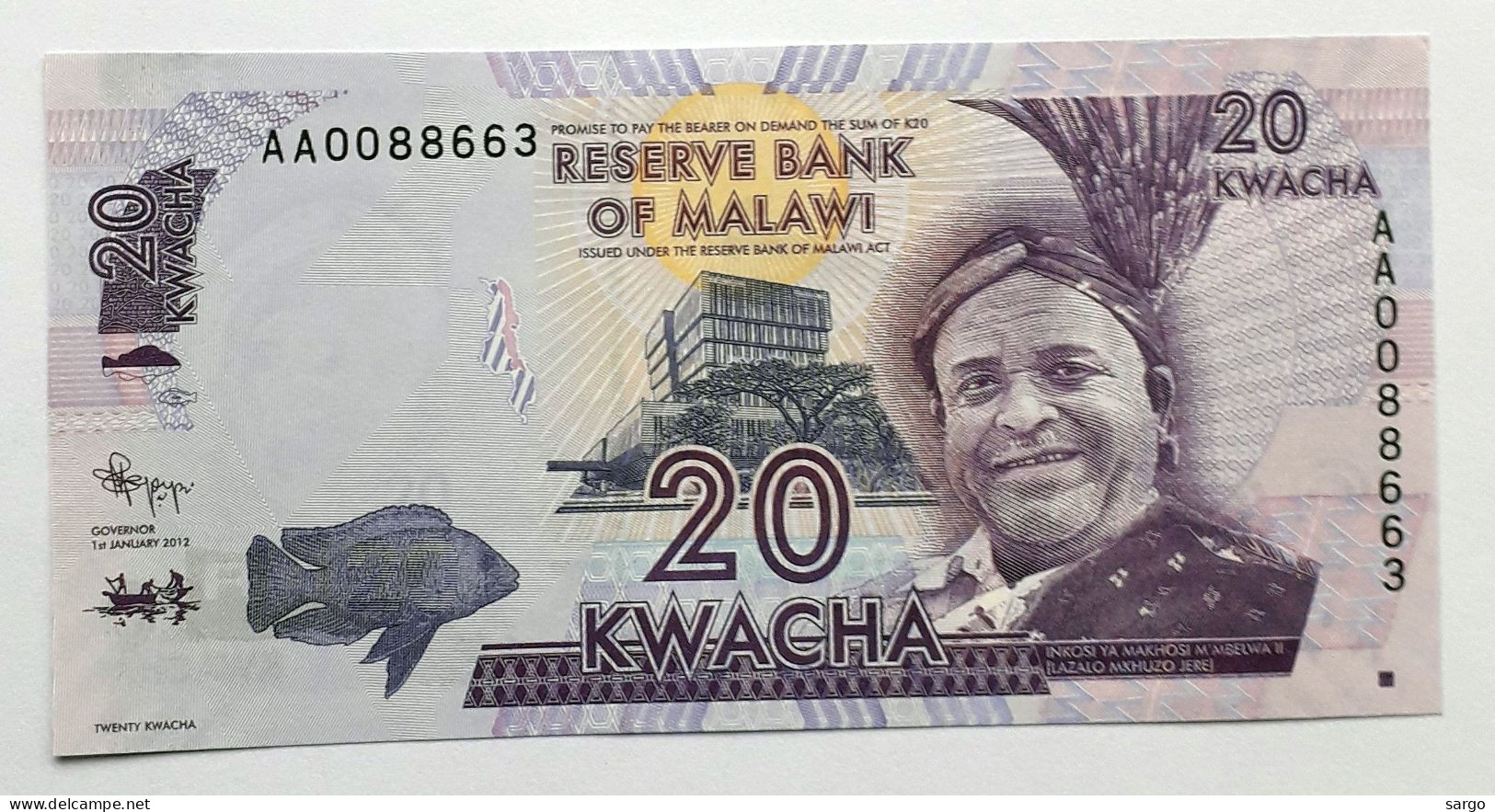 MALAWI -  20 KWACHA  - P 57  (2012) - UNC - BANKNOTES - PAPER MONEY - CARTAMONETA - - Malawi