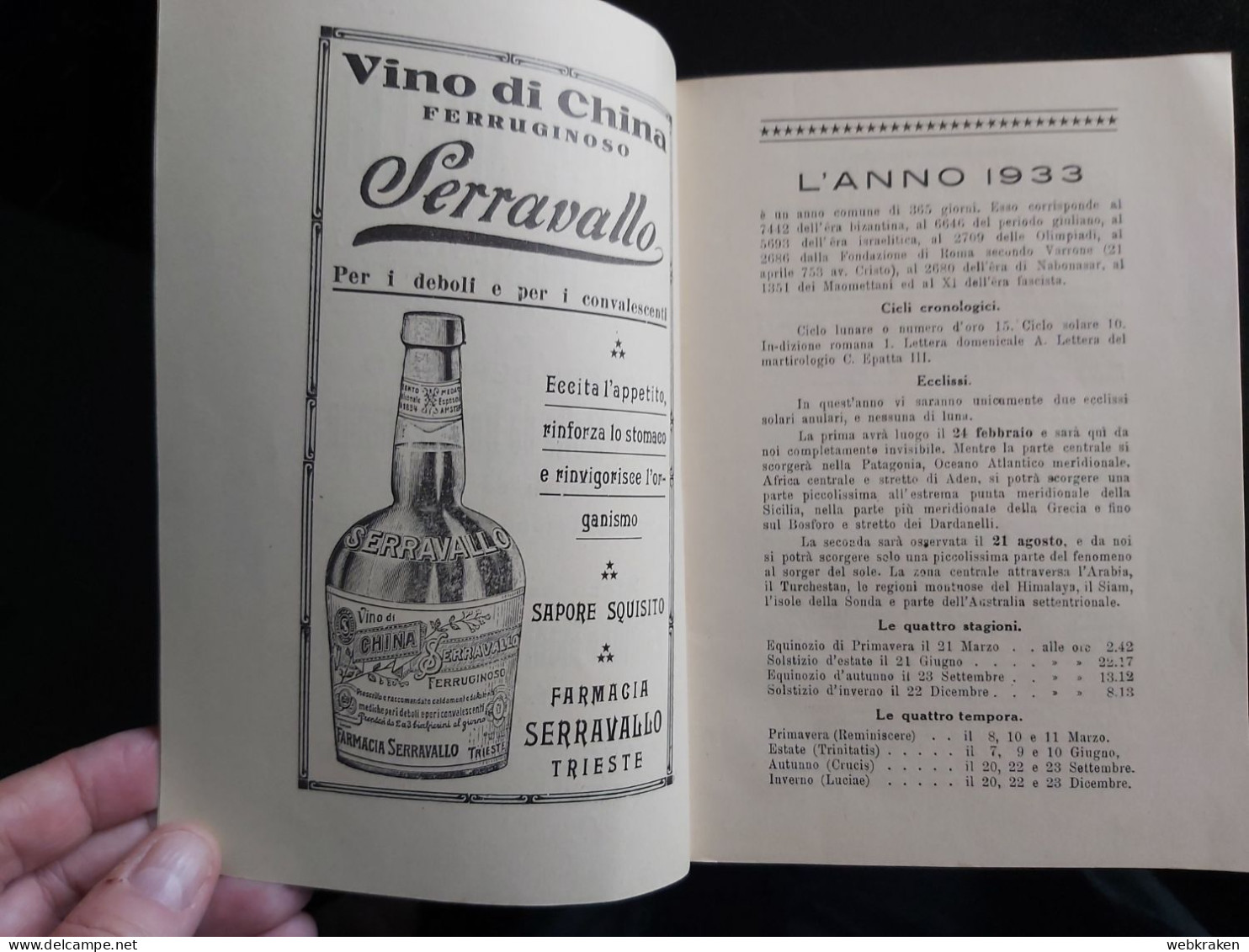 LIBRO CASAMIA 1933 STRENNA ALMANACCO VENEZIA GIULIA TRIESTE - Società, Politica, Economia