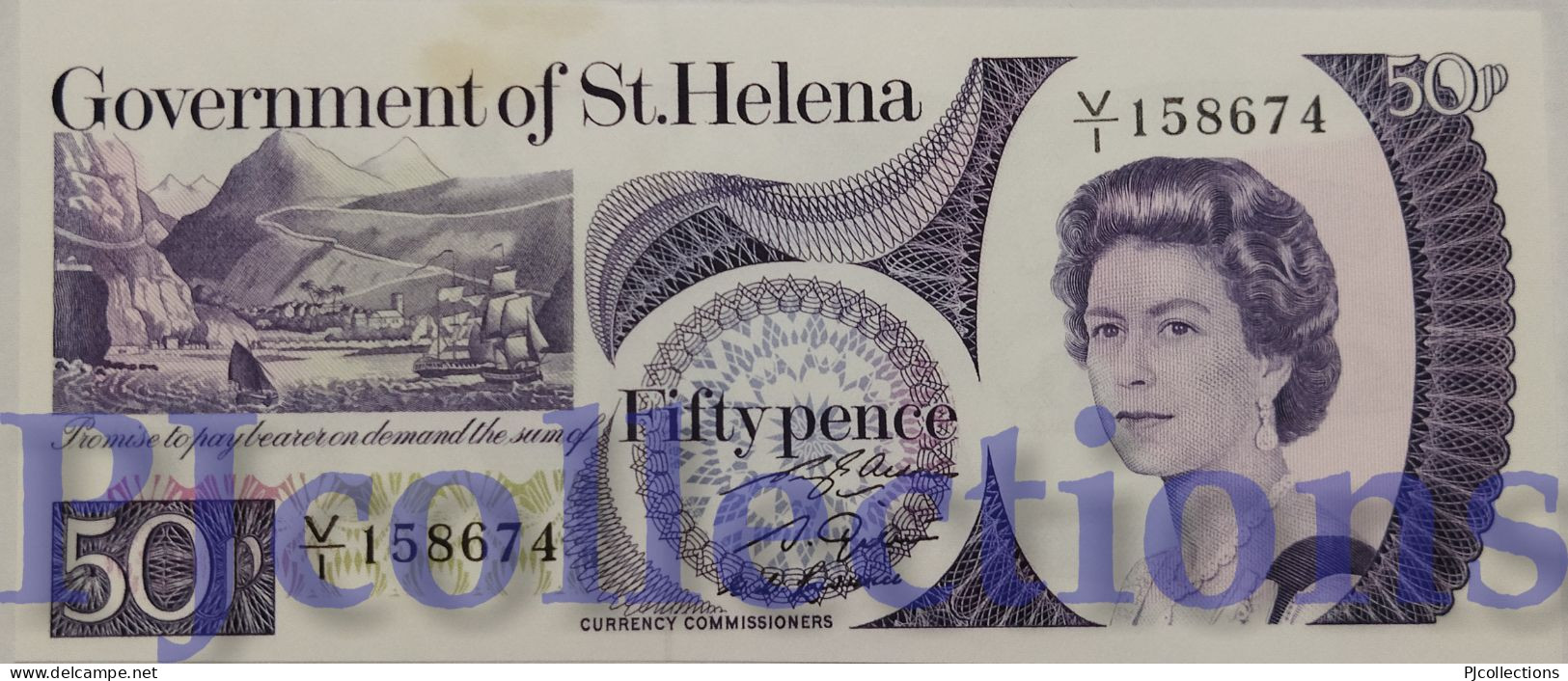 ST. HELENA 50 PENCE 1979 PICK 5a UNC W/STAIN - Sainte-Hélène