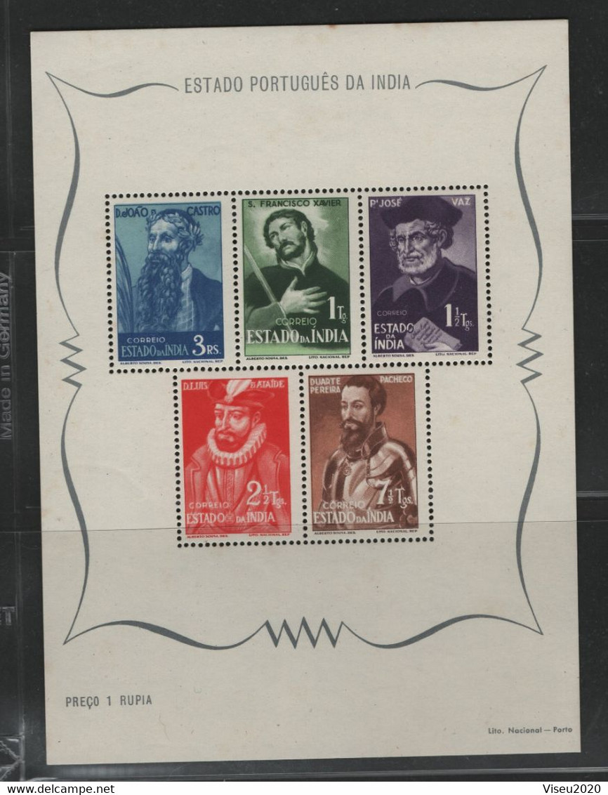 Portugal 1948 Portuguese India Figures Souvenir Sheet Afinsa Nº 2 MNH - RARE - Portugiesisch-Indien