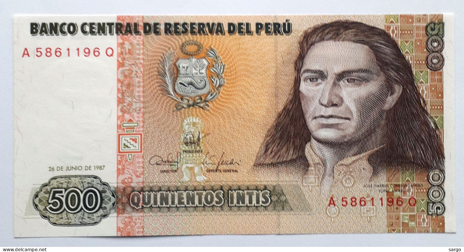 PERU' - 500 INTIS  - P 134  (1987) - UNC - BANKNOTES - PAPER MONEY - CARTAMONETA - - Pérou