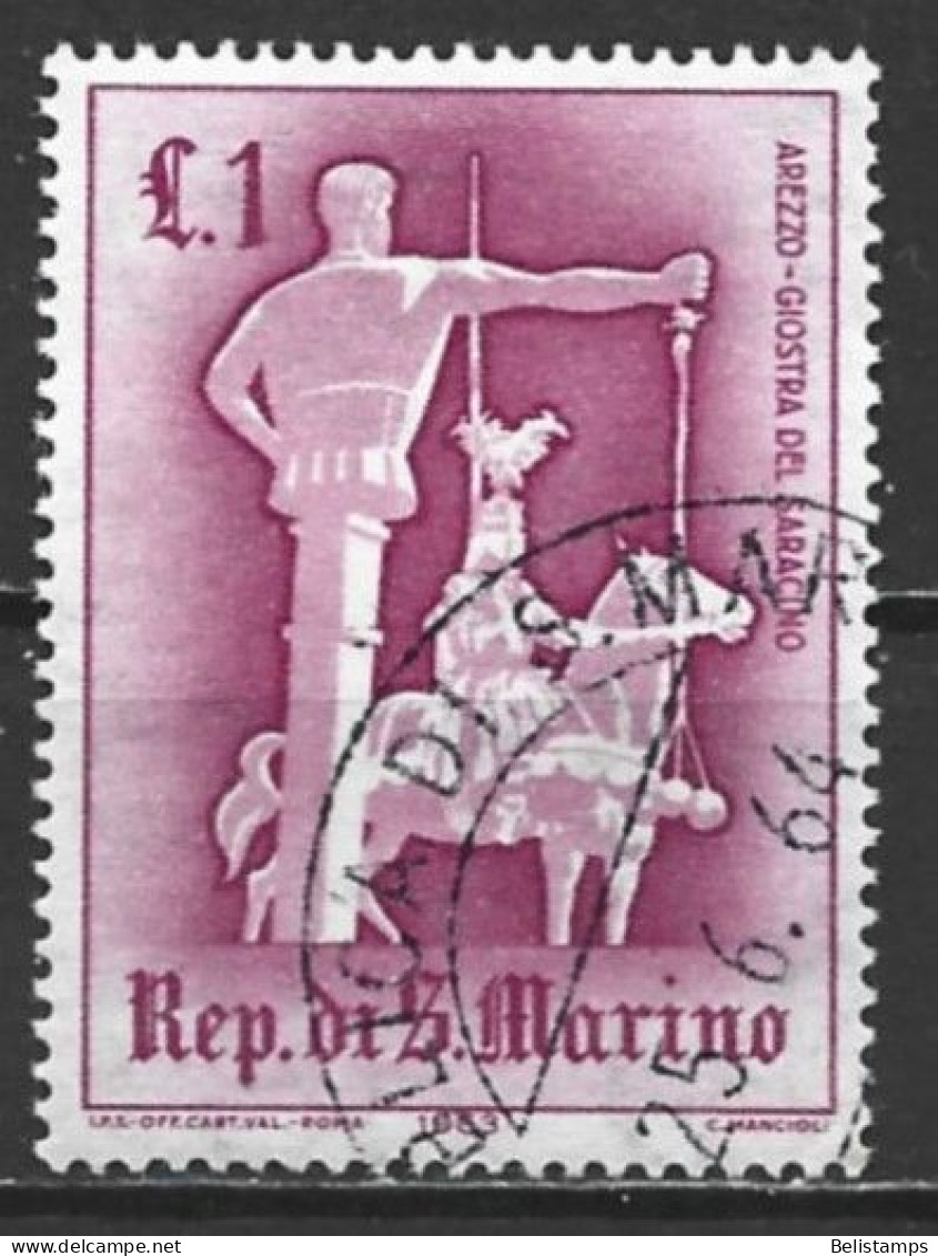 San Marino 1963. Scott #554 (U) Medieval ''Knightly Games'', Jousting With ''Sarasen'' Arezzo - Oblitérés
