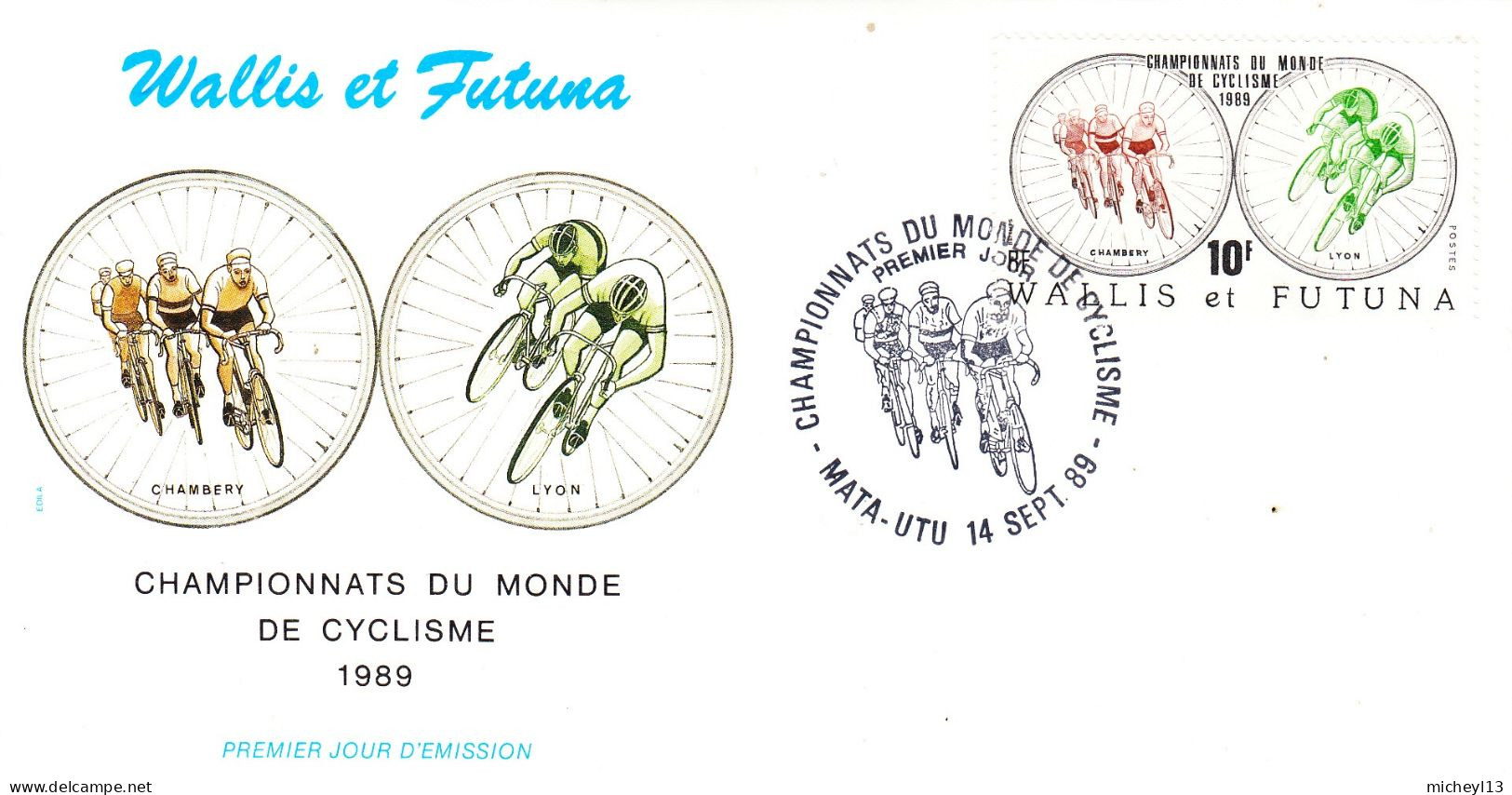 Wallis Et Futuna-Mata Utu-14/09/1989-Championnats Du Monde De Cyclisme-FDC Du Timbre N°Yvert 390 - FDC