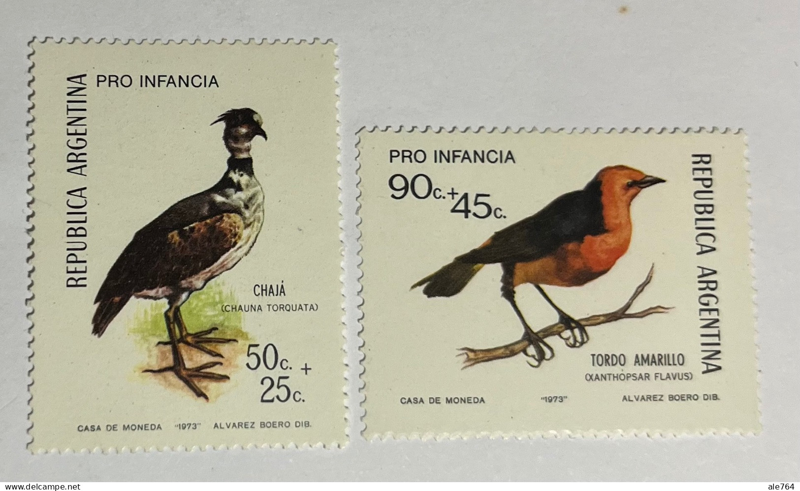 Argentina 1973 Aves, Chaja Y Tordo, GJ 1605/6, S B58/9, Mi 1142/3, MNH. - Unused Stamps