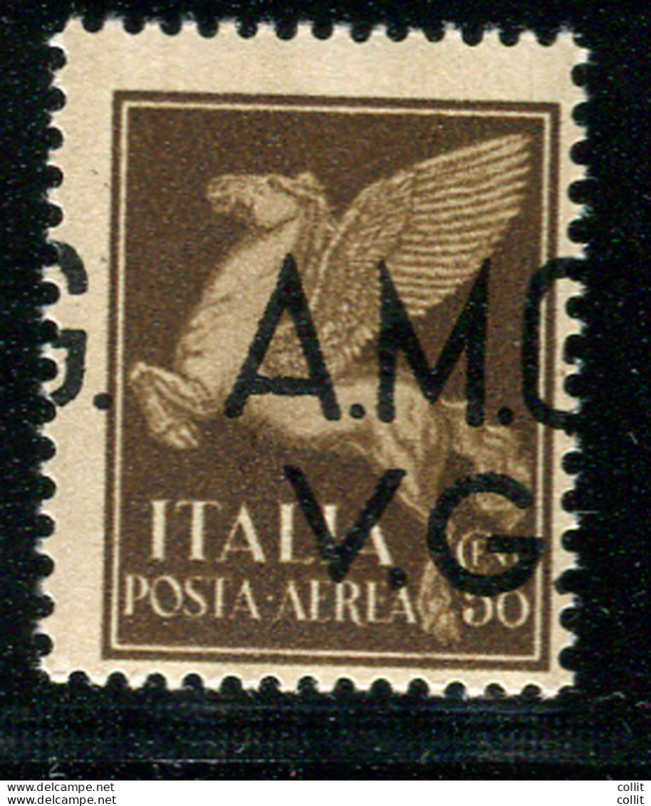 AMG. VG. - Posta Aerea Cent. 50  Varietà Soprastampa Spostata - Nuovi