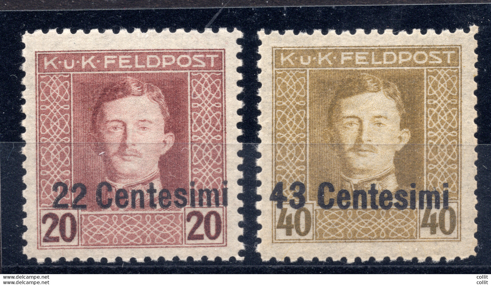 Friuli/Veneto Occ. Austriaca - Cent. 22 E 43 K.u.K. Feldpost Dentellatura 11,1/2 - Lokale/autonome Uitgaven