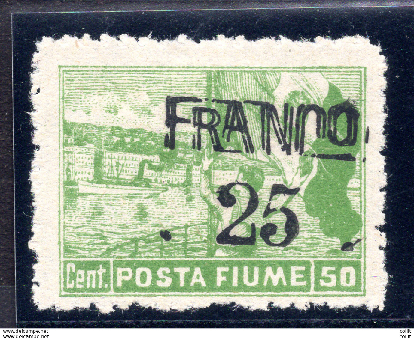 Fiume - Franco 25 Su 50 Doppia Soprastampa Solo Della Parola "FRANCO" - Ortsausgaben/Autonome A.