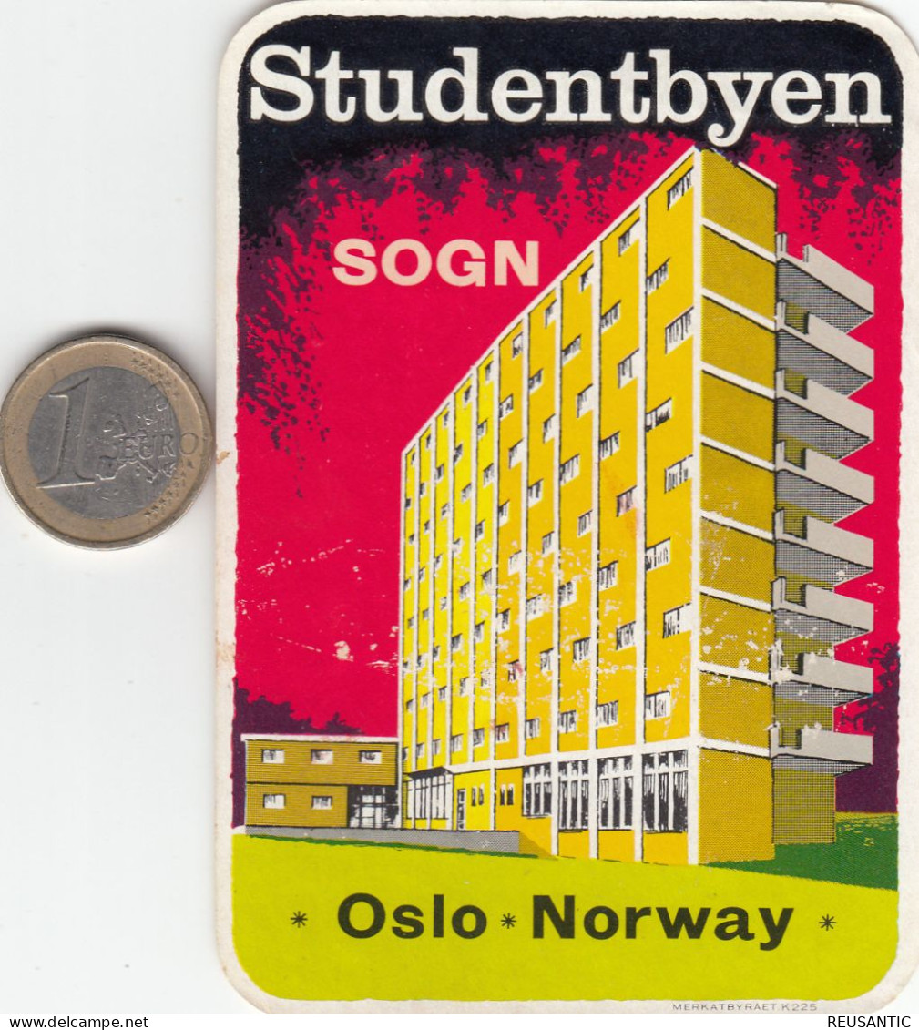 ETIQUETA - STICKER - LUGGAGE LABEL  NORWAY - NORGE - HOTEL STUDENTBYEN SOGN - OSLO - Etiquettes D'hotels