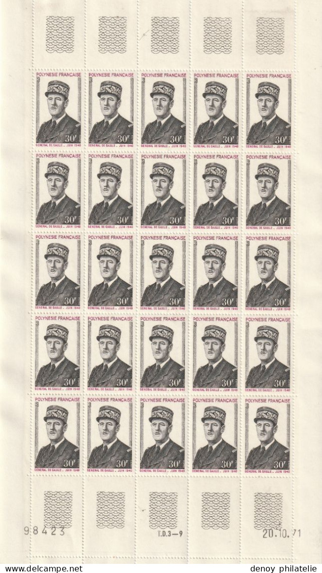 Polynésie Feuille Complete Du N° 89 90 Anniversaire De La Mort Du Général De Gaulle - Unused Stamps