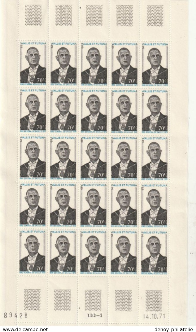 Wallis  Feuille Complete Du N°180181 Anniversaire De La Mort Du Général De Gaulle - Unused Stamps