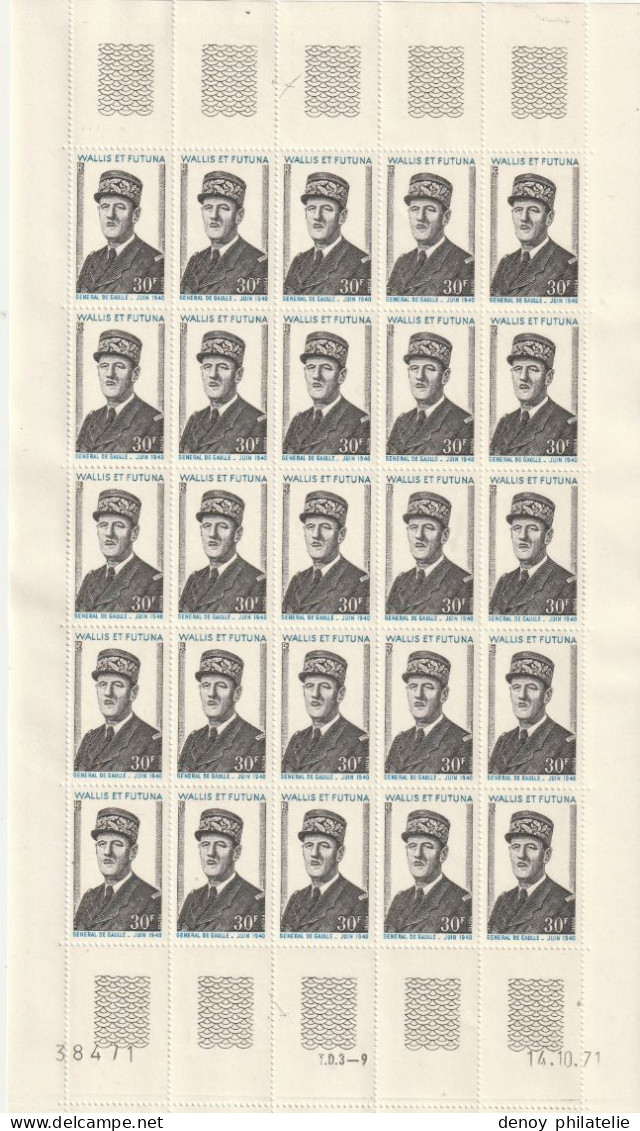 Wallis  Feuille Complete Du N°180181 Anniversaire De La Mort Du Général De Gaulle - Unused Stamps