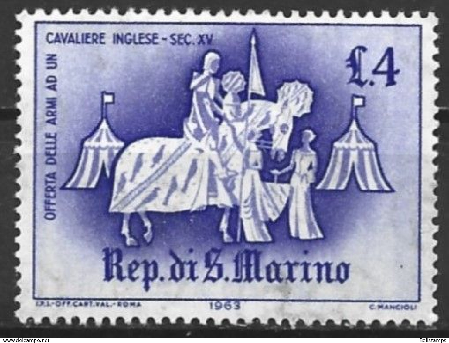 San Marino 1963. Scott #557 (MH) Medieval, English Knight - Neufs