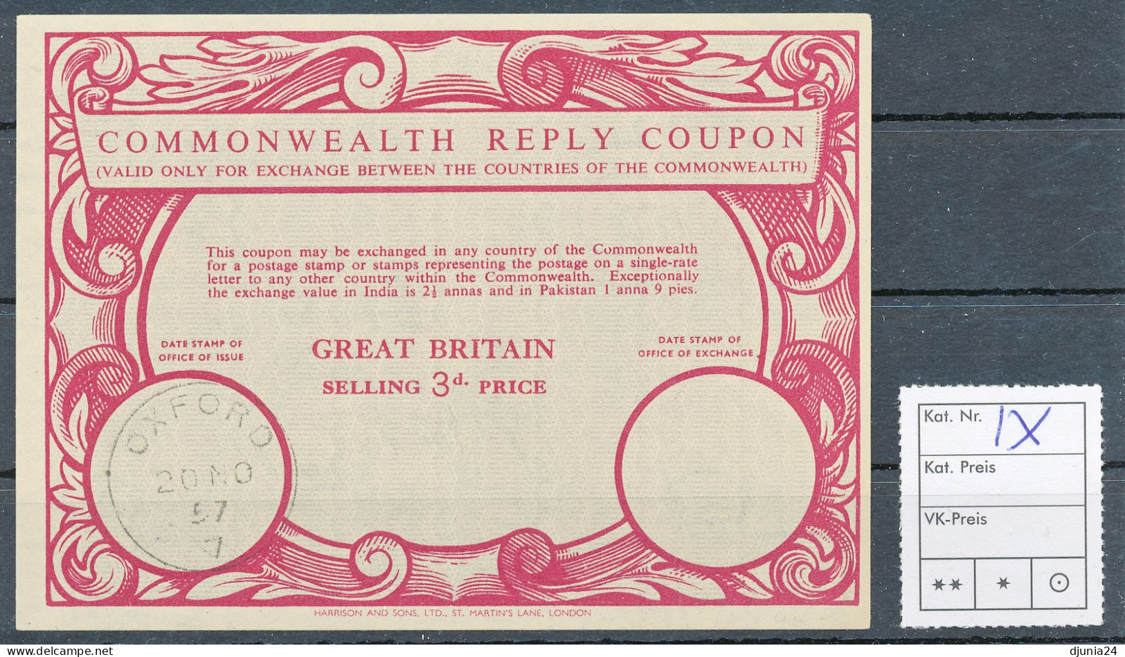 BF0362 / GREAT BRITAIN -  Collection Of  12 Different COMONNWEALTH  Reply Coupon Reponse - Collections