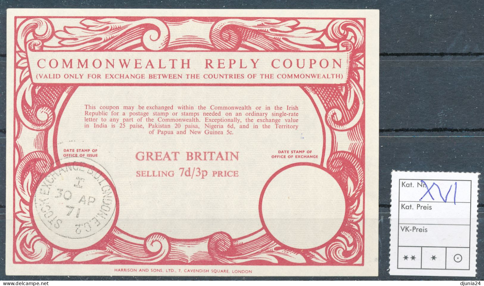 BF0362 / GREAT BRITAIN -  Collection Of  12 Different COMONNWEALTH  Reply Coupon Reponse - Collections