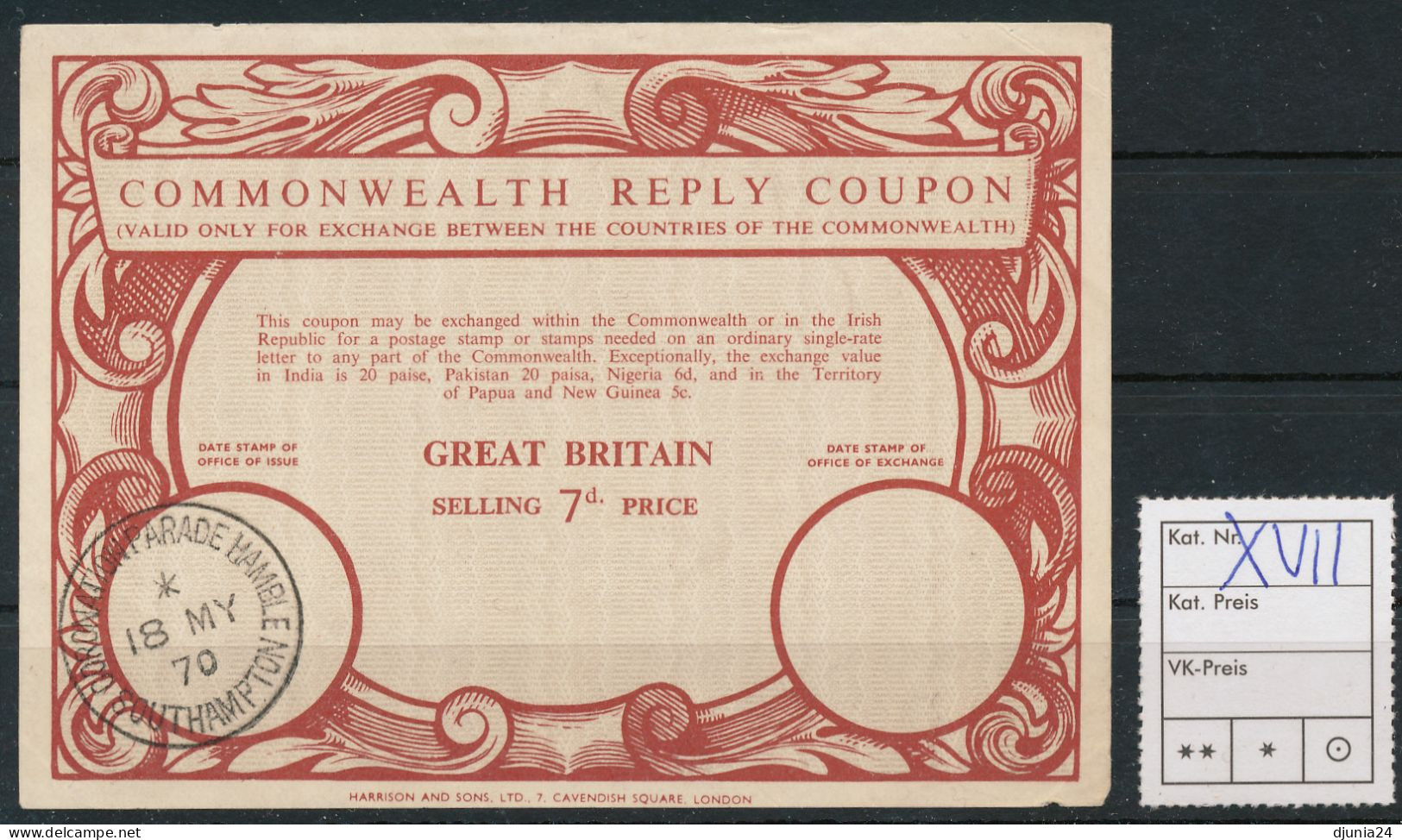 BF0362 / GREAT BRITAIN -  Collection Of  12 Different COMONNWEALTH  Reply Coupon Reponse - Colecciones Completas