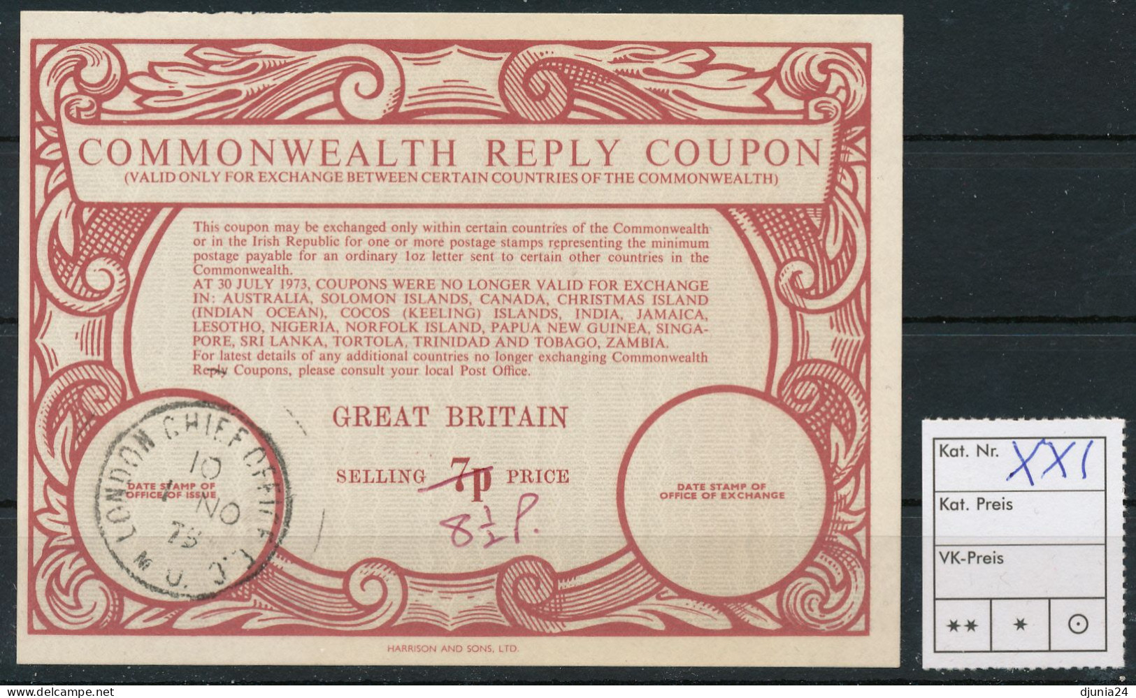 BF0362 / GREAT BRITAIN -  collection of  12 different COMONNWEALTH  reply coupon reponse