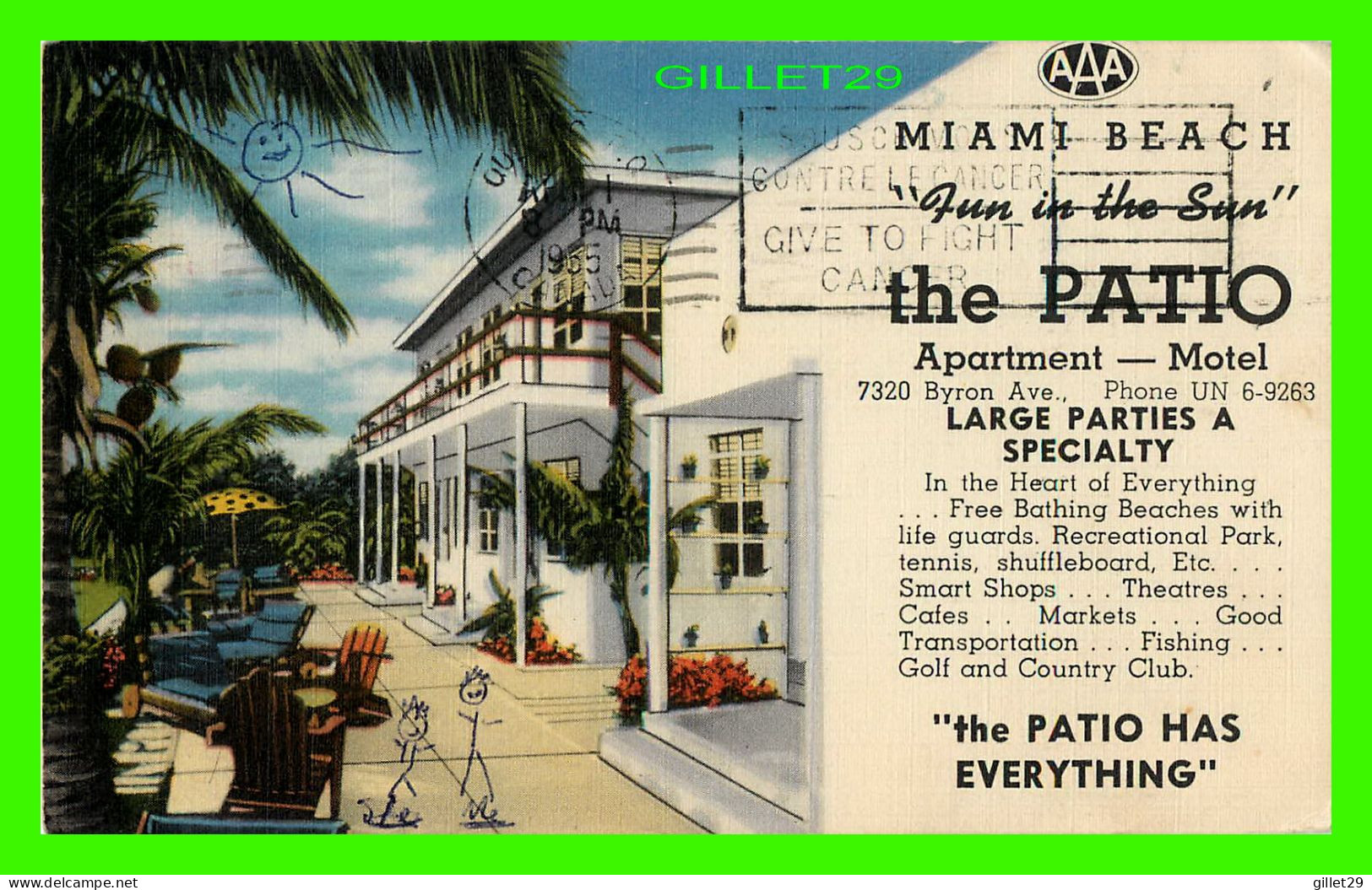 MIAMI BEACH, FL - " THE PATIO " - TRAVEL IN 1955 - TICHNOR QUALITY VIEWS - - Miami Beach