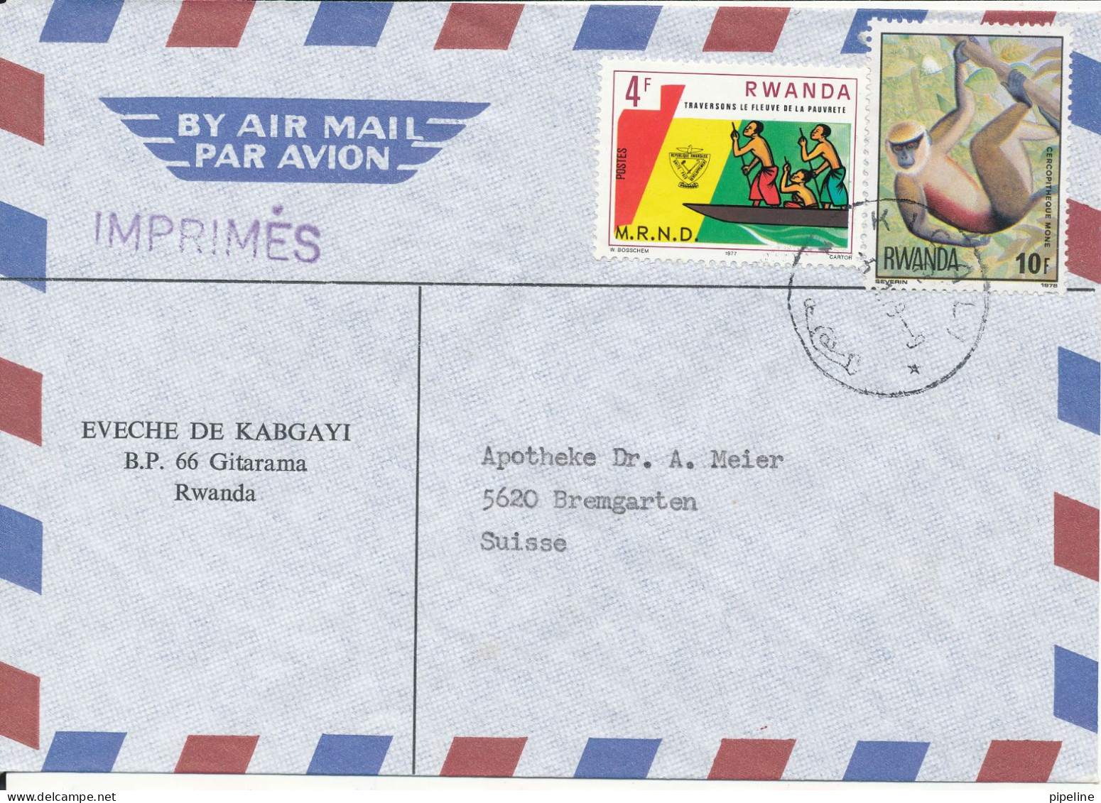 Rwanda Rwandaise Air Mail Cover Sent To Switzerland 1979 - Otros & Sin Clasificación