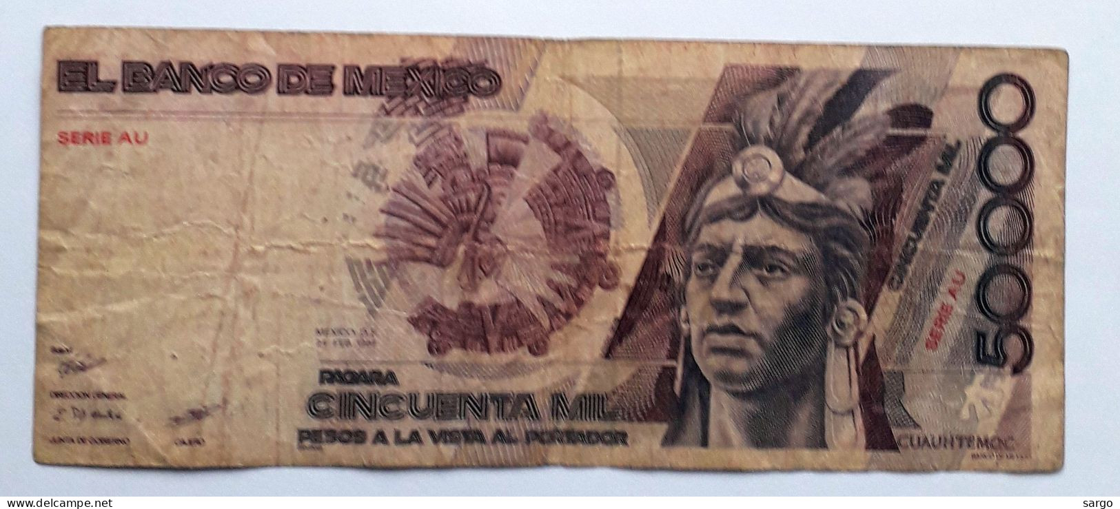 MEXICO - 50.000 PESOS  - P 93 A (24 Febbraio 1987)  - CIRC - BANKNOTES - PAPER MONEY - CARTAMONETA - - Mexique