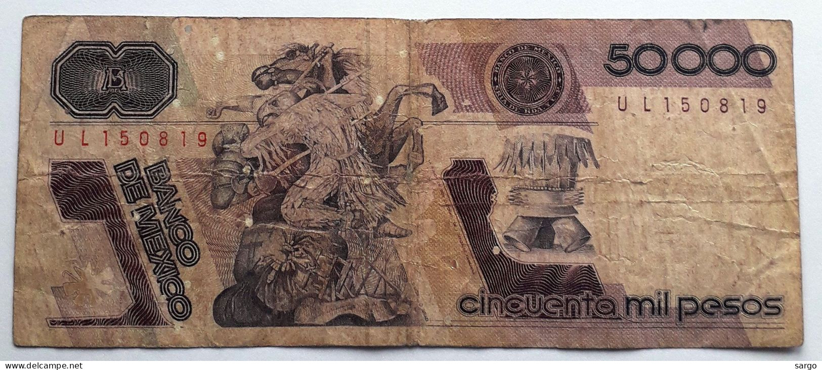 MEXICO - 50.000 PESOS  - P 93 A (24 Febbraio 1987)  - CIRC - BANKNOTES - PAPER MONEY - CARTAMONETA - - Mexique