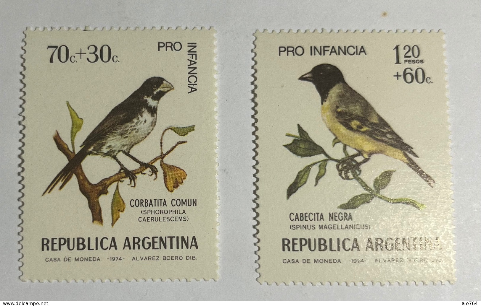 Argentina 1974 Aves, Cabecita Negra Y Corbatita, GJ 1652/3, S B62/3, Y 968/9, MNH. - Nuevos