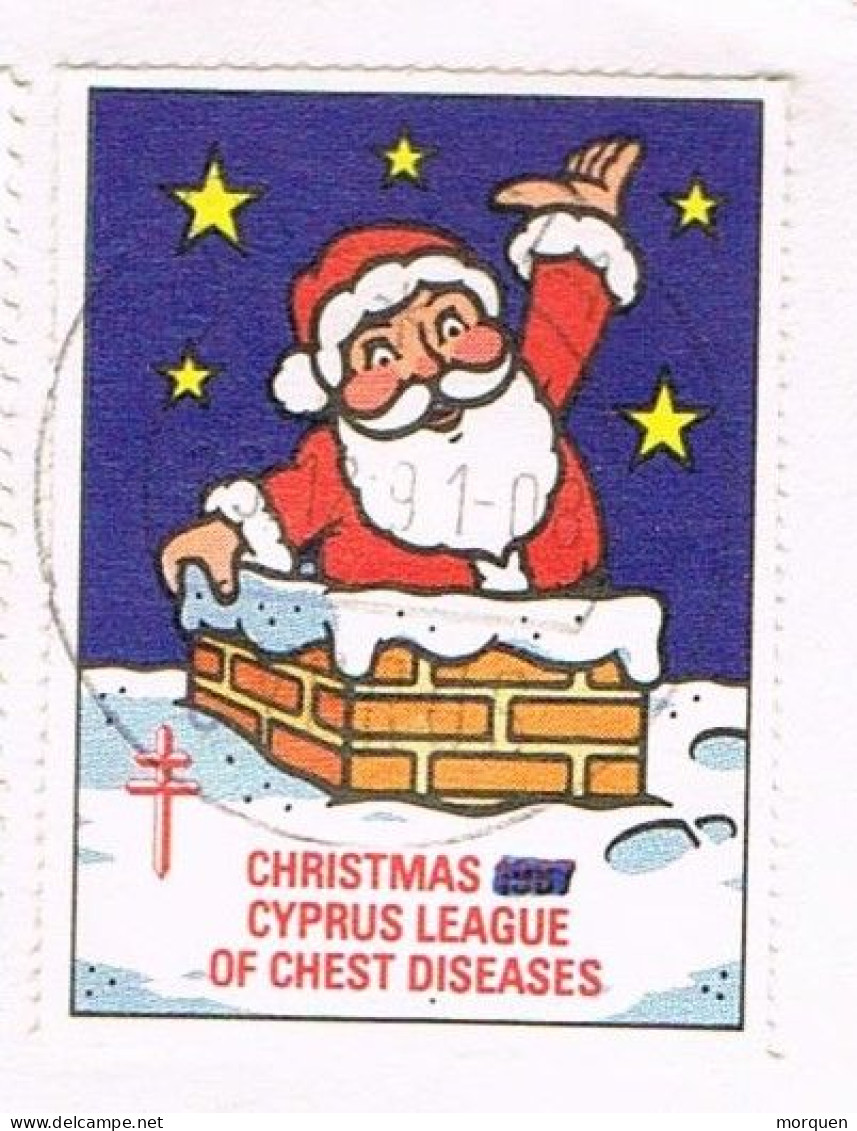 54032. Carta NICOSIA (Chipre) 1991. Viñeta Label CHRISTMAS - Brieven En Documenten