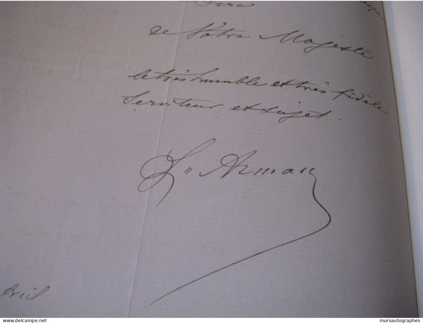 LUCIEN ARMAN Autographe Signé 1865 CONSTRUCTEUR NAVAL BORDEAUX à NAPOLEON III - Politiek & Militair