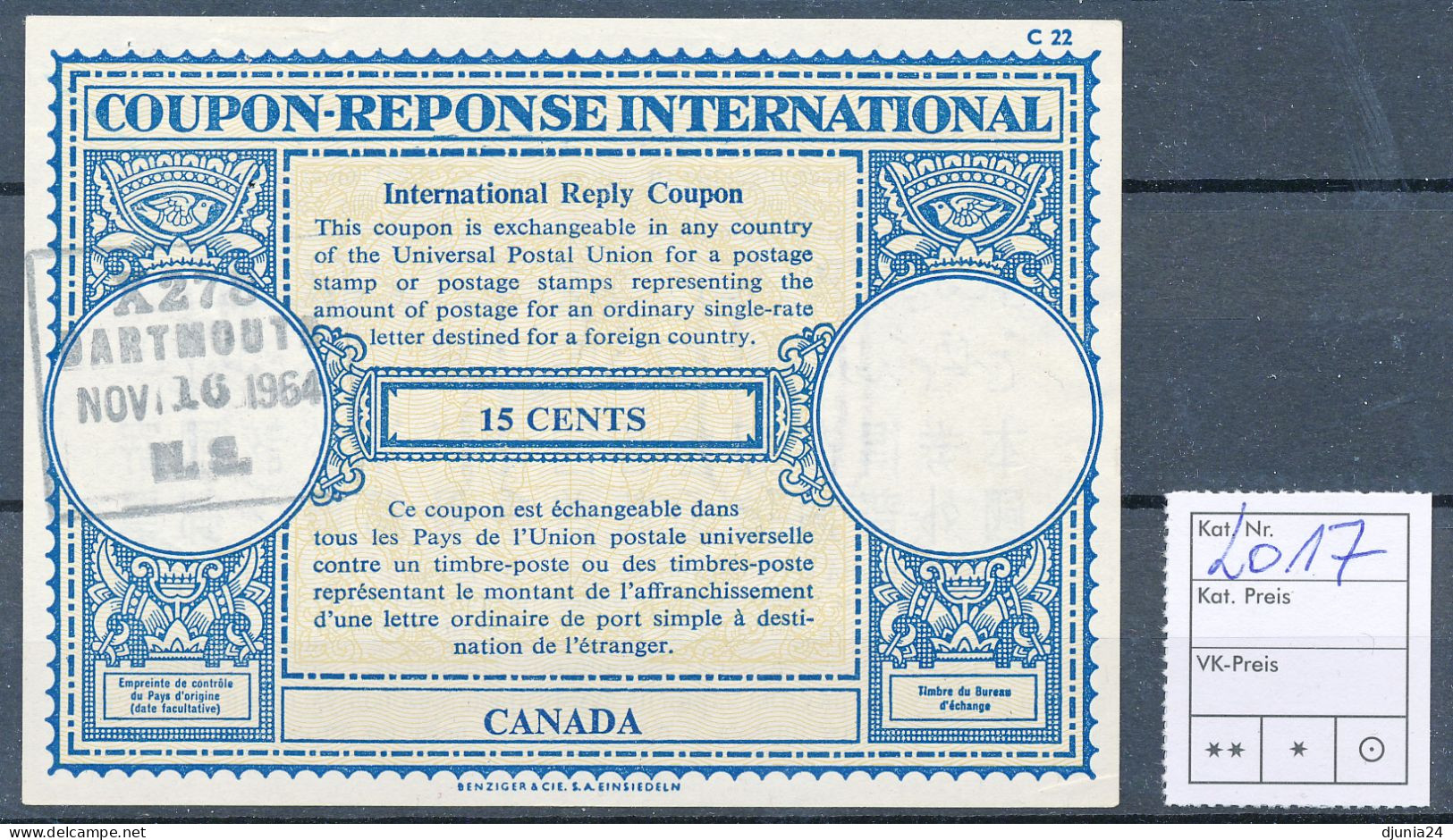 BF0363 / CANADA / KANADA - collection of 22 different reply coupon reponse