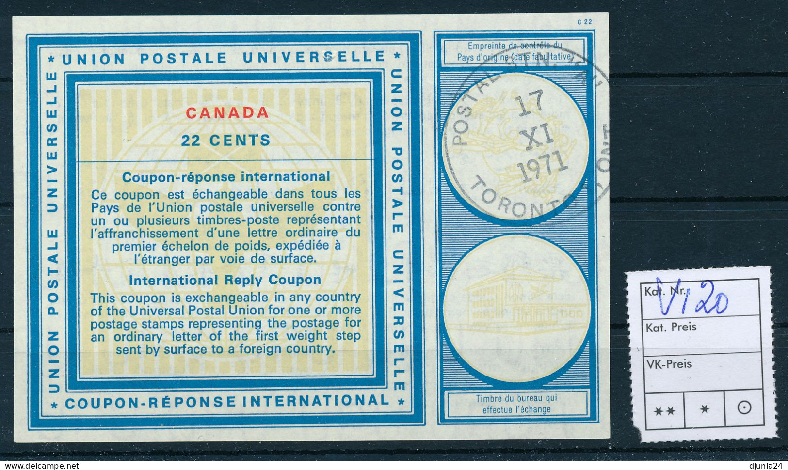 BF0363 / CANADA / KANADA - collection of 22 different reply coupon reponse