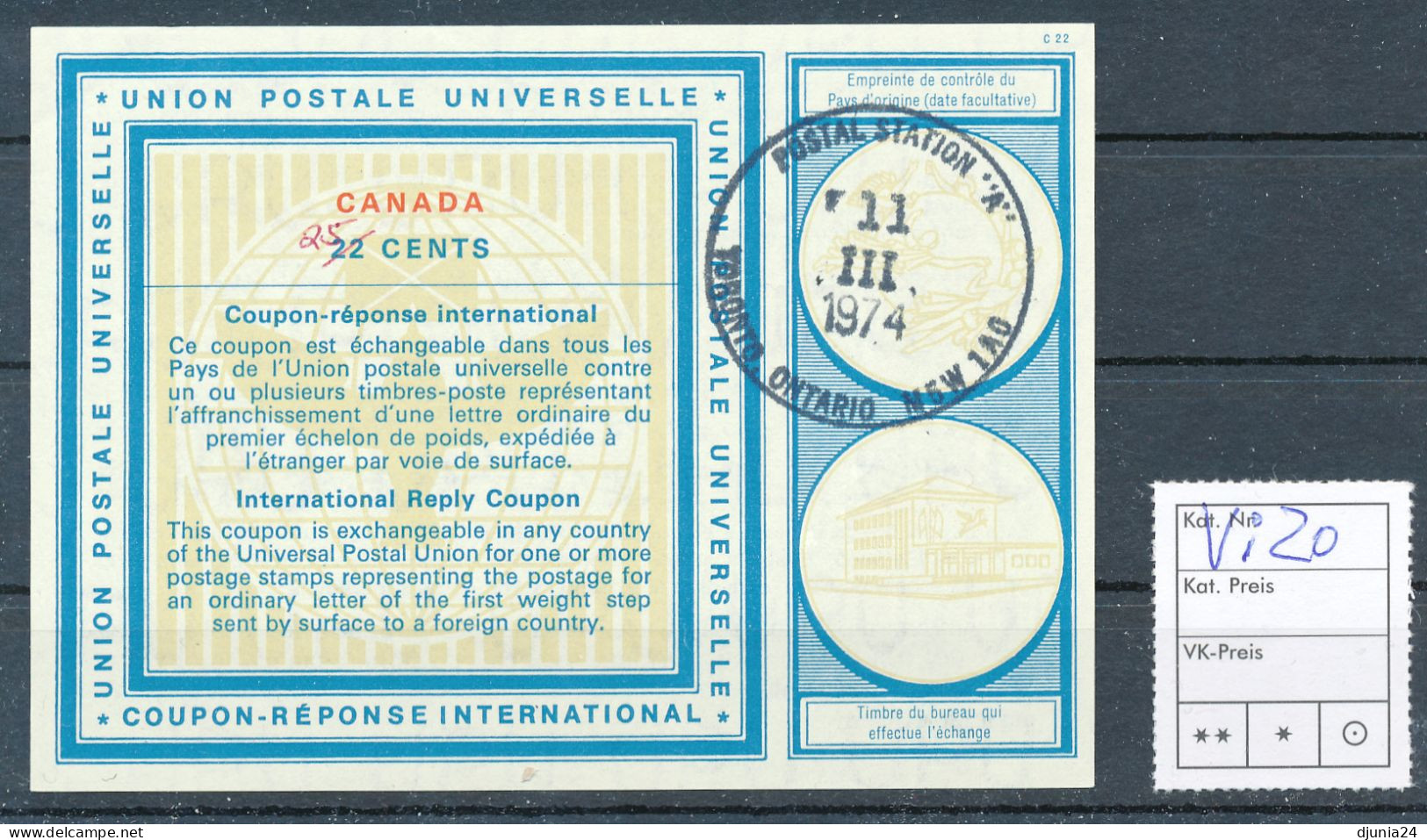 BF0363 / CANADA / KANADA - collection of 22 different reply coupon reponse