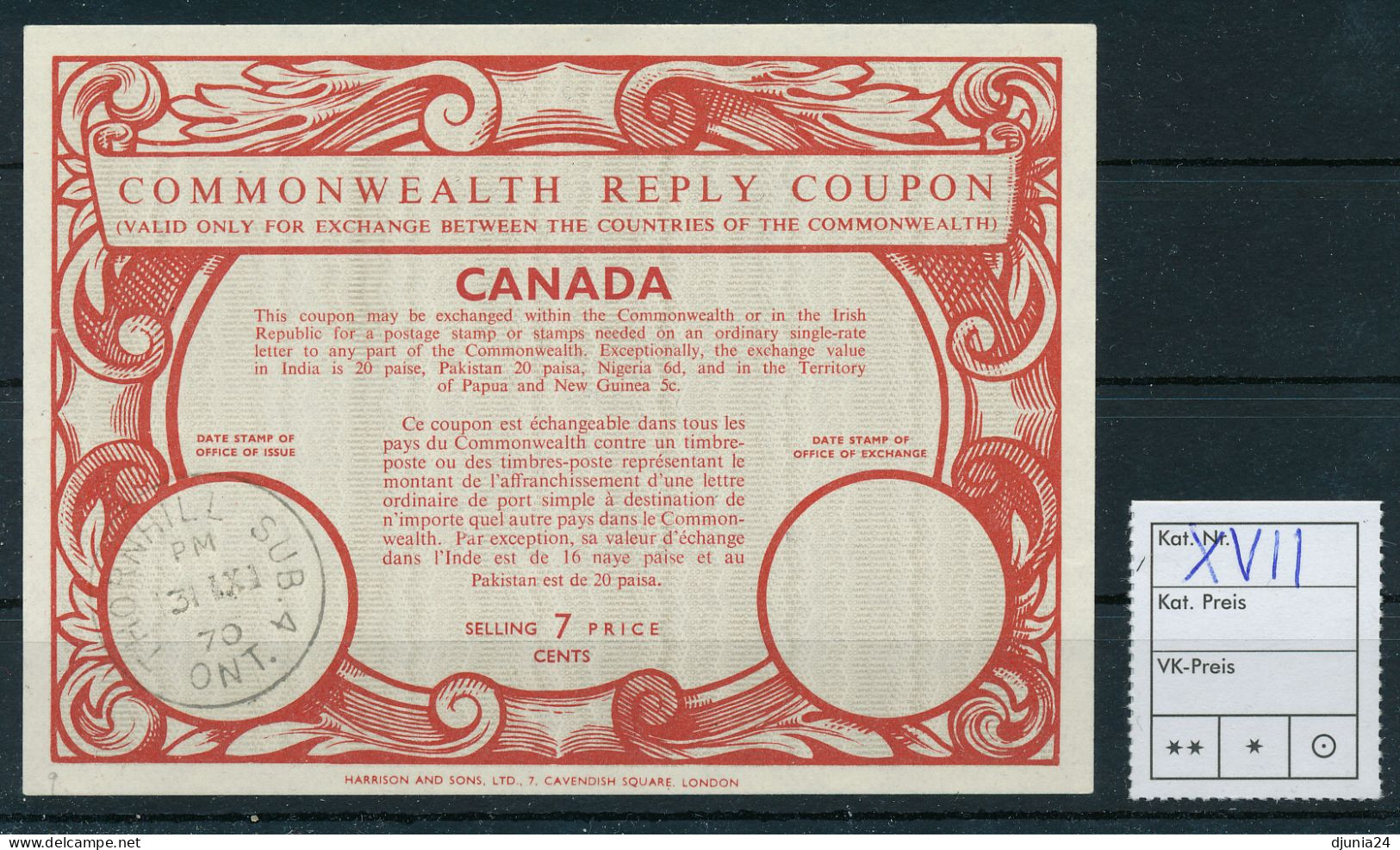 BF0363 / CANADA / KANADA - collection of 22 different reply coupon reponse