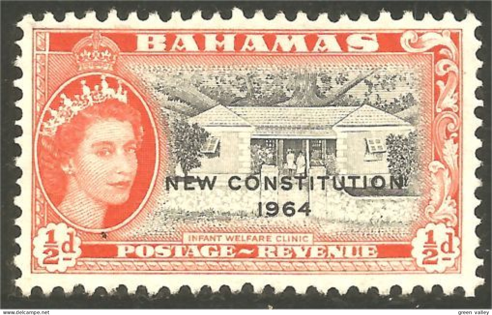 XW01-1462 Bahamas New Constitution Infant Welfare Clinic Clinique Nourissons Maternité No Gum - Bahamas (1973-...)