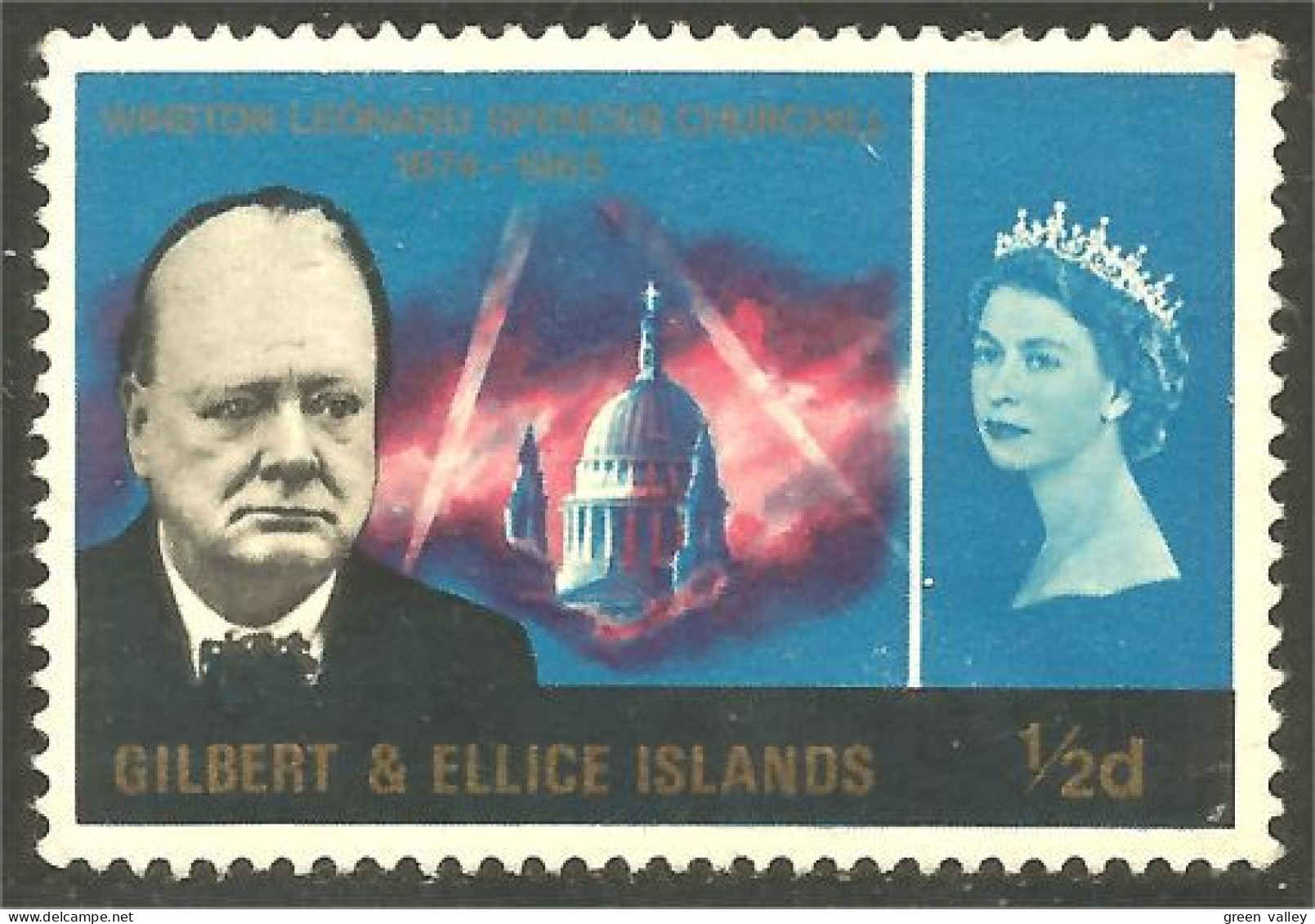 XW01-1457 Gilbert Ellis Islands Winston Churchill No Gum - Sir Winston Churchill
