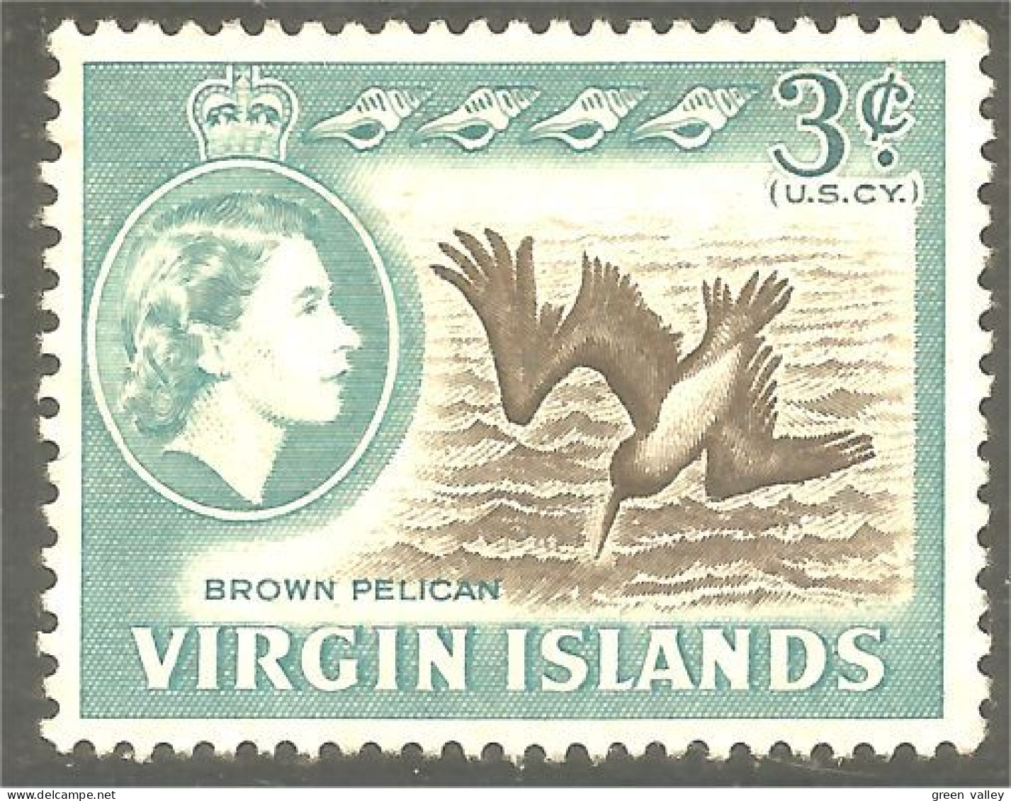 XW01-1381 Virgin Islands Iles Vierges Brown Pelican Pelikan Oiseau Bird Vogel Uccello No Gum - Pelikanen