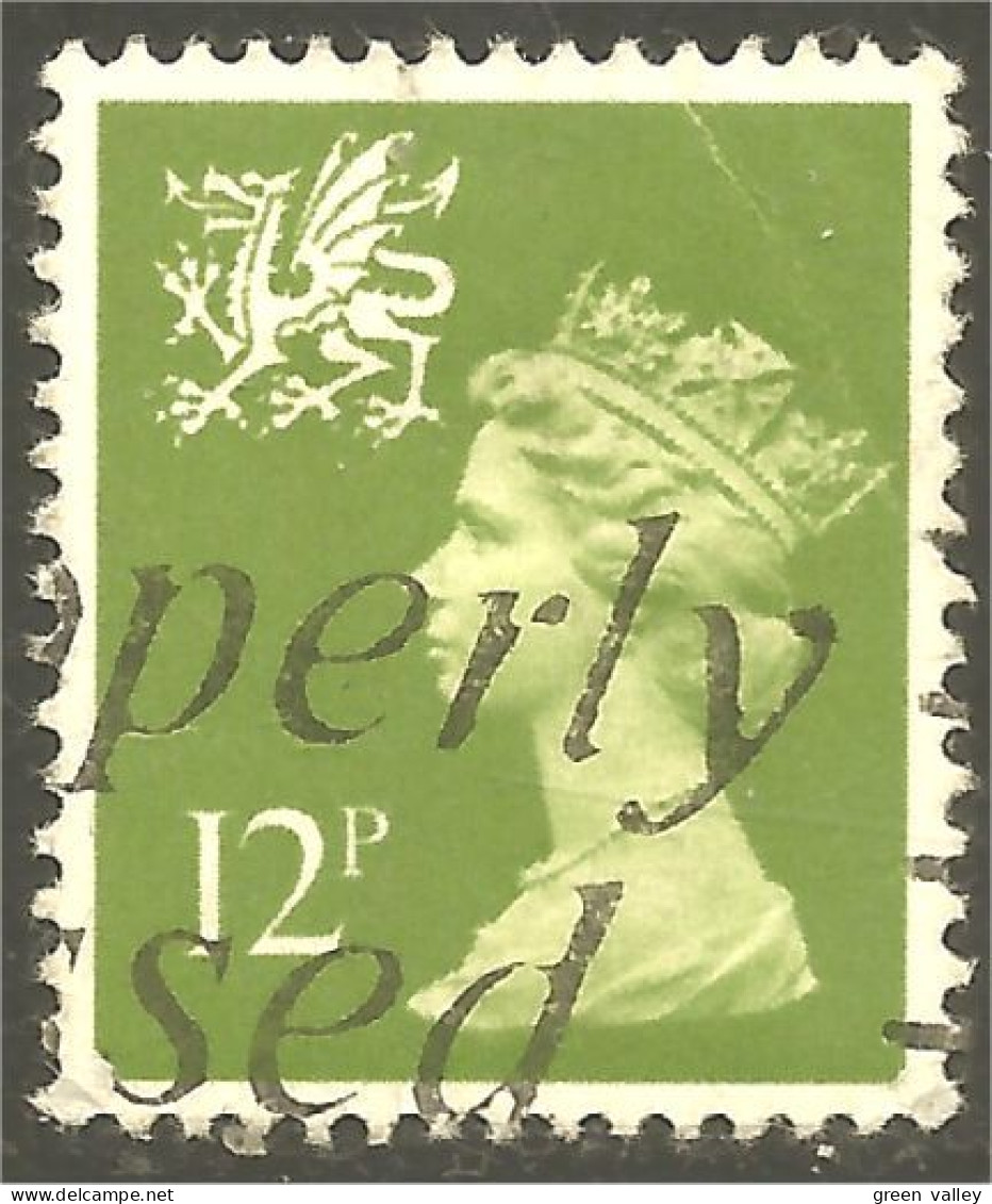 XW01-1226 Wales Monmouthshire Queen Elizabeth II 12p Green - Pays De Galles