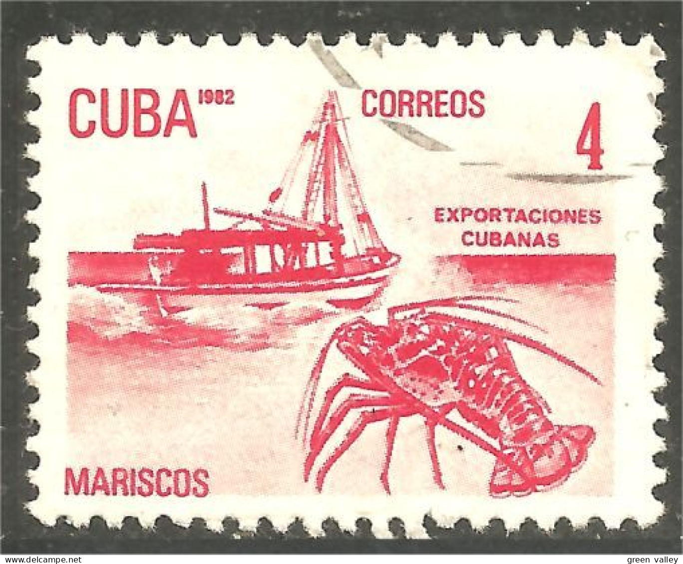 XW01-1928 Cuba Mariscos Crustacés Langouste Lobster Bateau Fishing Boat - Crostacei