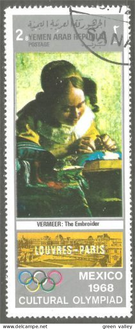 XW01-1653 Yemen Vermeer Tableau La Dentellière The Embroider Painting Jeux Olympiques Mexico Olympic Games - Summer 1968: Mexico City